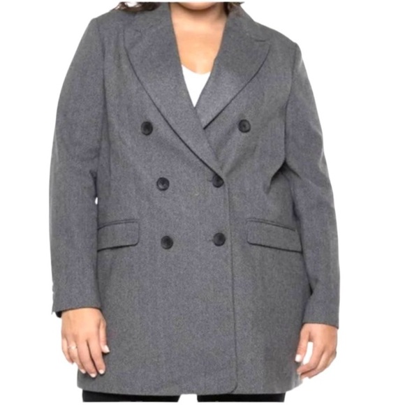 Black Tape Double Breasted Herringbone Blazer Jacket New Size 1X - Picture 2 of 13